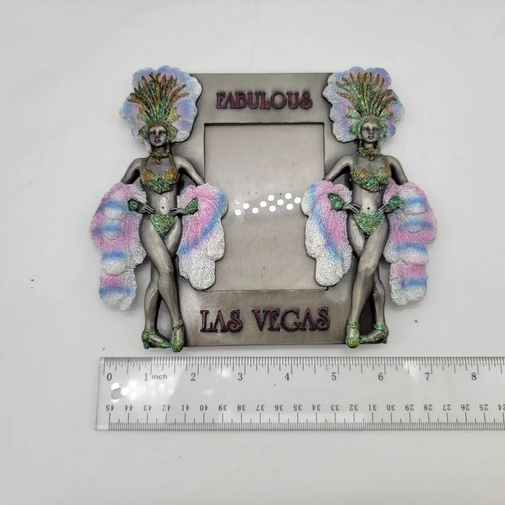 Vintage Fabulous Las Vegas Showgirl Pewter Picture Frame